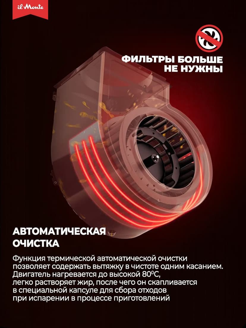 Вытяжка кухонная, Автоочистка, Управление жестами, Мощный мотор, Фильтры больше не нужны, il Monte KH-GLASS-6004-PRO-BL--2
